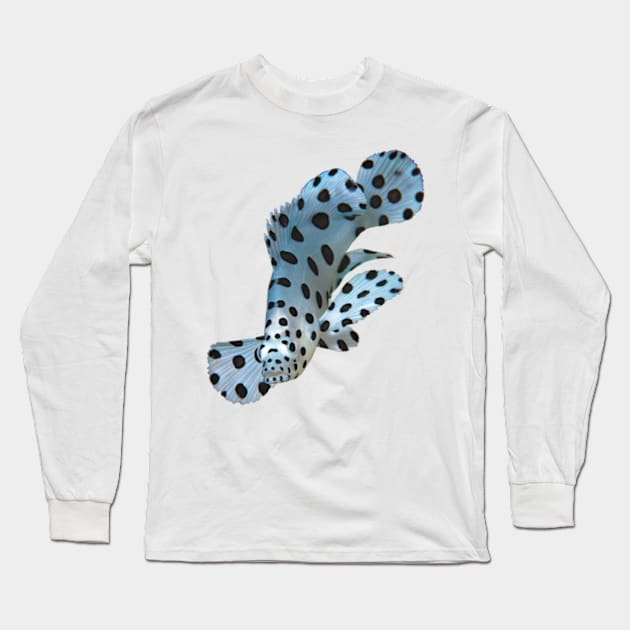 Juvenile Grouper Abstract | Underwater Art Floating Fish | Variation in White | Long Sleeve T-Shirt by Ute-Niemann